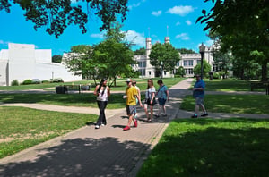 Group campus tour outside